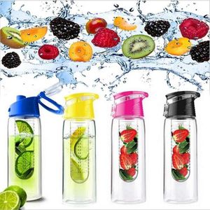 Fruit Water Bottle Sports Fitness Health Bottles Silikon Juice Gör flaskcampingsflaskor med teinfusör