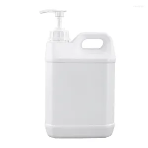 Storage Bottles 1 PCS Square Plastic Container With Pump Dispenser Milky White HDPE Travel Refillable Bottle