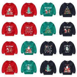 Hoodies Sweatshirts Baby Girl Christmas Sweatshirt Kids Trend Cartoon Santa Claus Print Warm Top Boys Children s Long Sleeve Sweater 231218