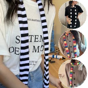 Sciarpe Sciarpa a righe bianche nere Sciarpa lunga Y2K da donna Moda Sciarpe a righe punk Silenziatore Accessori di abbigliamento Decorazione Harajuku 231216