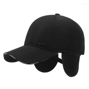 Ball Caps Autumn Winter With Ear Muffs Baseball Cap Warm Men Fleecing Thickening Earmuffs Fashion Cotton Hat For Dad Snapback Adjustable