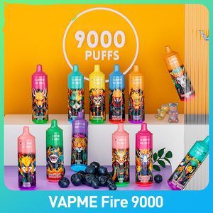 Baccelli per penna Vape usa e getta originali VAPME Fire 9000 E sigaretta 0/2/3/5% Nic con batteria ricaricabile da 850 mAh Bobina a rete 15 ml Pod preriempito PK Randm bang 12000puff