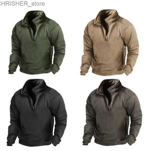 Tactical Jackets Men's Outdoor Jacket Fleece Thermal Tactical Pullover Solid Sweater Hunting Clothes Warm Zipper Long T-shirts Windproof CoatL231218