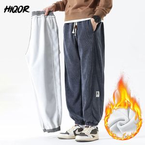 Mens Pants Hiqor Kış Fırçalı Erkek Günlük Harem Moda Sokak Giyim Joggers Polar Erkekler Pantolon Giyim Pantalon Homme 231218