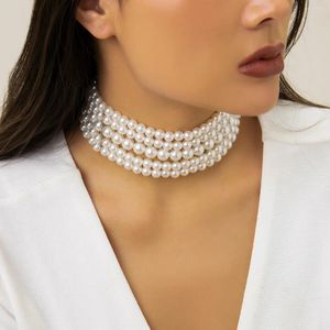 Collana orecchini set gioielli di moda europei americani collane stile street shoot girocollo di perle multistrato fatto a mano femminile