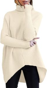 Women's Sweaters Womens Turtleneck Oversized Sweater 2023 Long Batwing Sleeve Asymmetric Hem Casual Knit Pullover Tunic Sweater