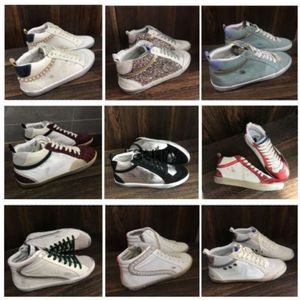 Projektantka Golden Mid Slide Star High Top Sneakers Francy Luxe Włoch Classic White Dir-Dirty Superstar Sneaker Women Mens Buty 11