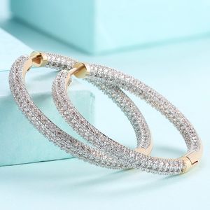 INS Trendy Damen Charmante Ohrringe Schmuck 18K vergoldet Voll Bling CZ Ohrringe Creolen für Mädchen Frauen für Party Hochzeit Schönes Geschenk