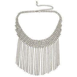 Chokers Perateway Fashion Women Sier Plated Clear Crystal Statement Long Tassel Pärlor Halsband Boho smycken Drop Leverans smycken Neck Dh4Hg