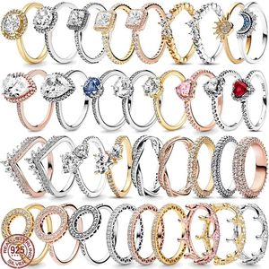 Cluster Rings 925 Sterling Silver Classic Multiple Styles And Colors Ring Exquisite Couple Ladies Light Luxury Charm Jewelry Gift