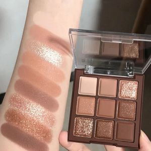 Sombra de olho 9 cores glitter paleta de sombra chocolate marrom shimmer fosco acrílico sombras paleta impermeável coreano maquiagem cosméticos 231216