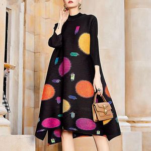 Casual Dresses Women's Clothing Polka Dot Color Midi Dress Loose Fashion Split Spring Autumn Commute Half High Collar A-Line