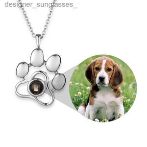 Pendant Necklaces Customized Pet Photo Projection Necklace Dog Cat P Pendant Memory Jewelry Gift Dropshipping Personalized Mother Day Gifts 2023L231218