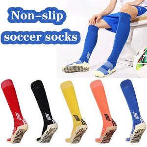 Socks Sports Socks Professional Antislip Soccer Knee High Socks Adult Kids Rubber Block Handduk Botten Lång fotboll Hockey Sport Grip S