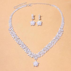 Necklace Earrings Set Jewelry For Women Fashion Luxury Shining Zircon Necklaces High Class And Exquisite Wedding Gift