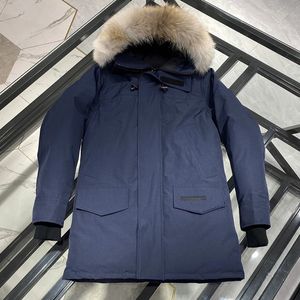 Herren-Daunenparkas, modische lange Daunenjacke für Herren, Winter, klassischer Wärme-Stil, winddicht, modische Wärme, mit Kapuze und Pelzkragen, Jacke 231218