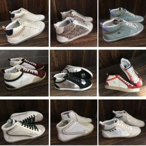 Designer Golden Mid Slide Star High Top Sneakers Francy Luxe Italy Classic White Do-Old Dirty Superstar Sneaker Women Mens Shoes 001