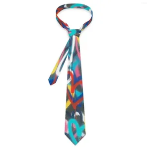 Bow Ties Mens Tie Graffiti Heart Neck Colorful Print Graphic Kawaii Funny Collar Wedding Quality Necktie Accessories
