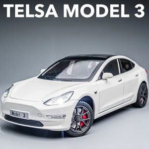 Carro elétrico rc 1/24 tesla modelo 3 y s x liga fundida som e luz brinquedo infantil colecionáveis presente de aniversário 231218