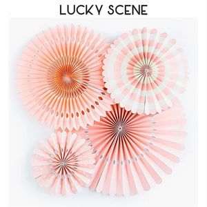 Andra evenemangsfestleveranser 4st Diy Paper Fan Flower Party Decorations Hanging Paper Crafts Baby Shower Decorations Birthday Wedding Decor Supplies S00082 231218