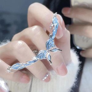 Link Bracelets Korean Colorful Crystal Bracelet For Women Bohemian Blue Butterfly Adjustable Party Wedding Jewelry Gift