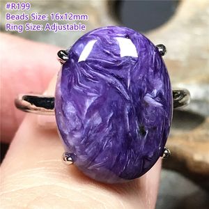 Anéis de casamento Natural Roxo Charoite Anel Jóias para Mulheres Senhora Homens Cura Presente Prata Cristal Beads Rússia Gemstone Anel Ajustável AAAAA 231218