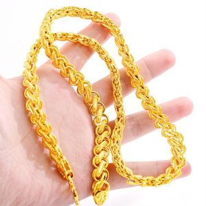 Тяжелая мужская тайская цепочка благословения, 24-каратное позолоченное ожерелье, цепочки NJGN056, модный свадебный подарок, мужская цепочка из желтого золота n2929