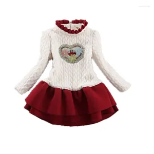 Girl Dresses Baby Winter Dress Long Sleeve Thick For 2-10 Years Kids Flower Floral Warm Children Clothing KF516