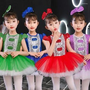 Bühne tragen Kinder Konzert Pailletten Tanzen Kleidung TUTU Kleid für Mädchen Jazz Dance Kostüm Kleinkind Kind Hochzeit Prinzessin