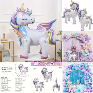 New Christmas Toy Supplies 1pc Large Standing Unicorn Foil Balloon for Kid Girl Unicorn Birthday Party Decoration Elephant Animal Balloon Baby Shower Favor