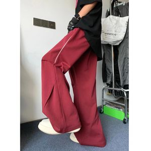 Pantaloni da uomo 2023 Autunno Stile Coreano Elastico in Vita Gamba Larga da Uomo Casual Allentato Semplice Rosso per I Pantaloni Taglia M-XXL