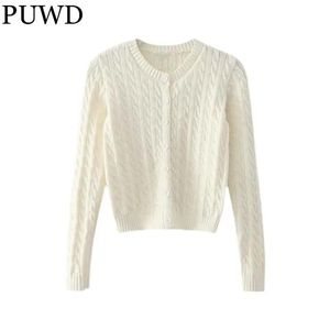 Cardigans Puwd Women Beige Cardigan 2022 Spring Fashion Ladies Długie rękaw O Nakień Szczupły sweter Kobieta słodka słodka kardigan