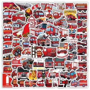 103PCS Fire Fighting Truck Cute Cartoon Graffiti Waterproof PVC Naklezywa do lodówki walizka samochodowa laptop notebook kubek telefoniczny rower rowerowy.