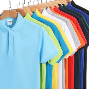 Camisa polo de manga curta de golfe feminina moda casual cor sólida cultural roupas masculinas vestido polo