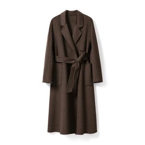 Cappotto accappatoio, giacca di lana di seta di gelso, temperamento di pelliccia di cammello di lana, cappotto di lana double face da donna