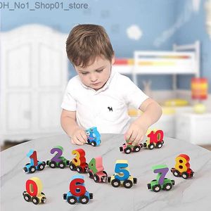 Sorting Nesting Stacking toys Wooden Train Truck Set Wood Magnetic Train Toys Numbers Car Kids Children Early Educational Learning Toy Gift Q231218