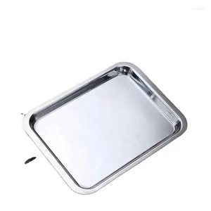 Storage Boxes SUS 304 Stainless Steel Plate Tray Rectangular Baking Pot Dish Japanese Bbq Cafeteria Food Fruit Kitchen Golen Cake