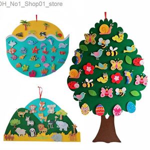 Sorting Nesting Stacking toys Kids Montessori Felt Toys Toddlers Busy Board Christmas Tree Sea Animal Baby DIY Material Paste Handmade Game Q231218