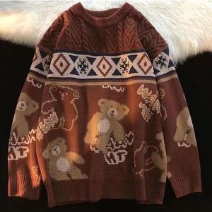Men's Sweaters Mens Sweater Casual For Men Clothing Pullover Vintage Turtleneck Pullovers Cute Bear Male Clothes