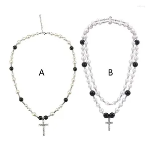Цепочки в готическом стиле, ожерелье с двойным жемчугом, кулон, подарок для девочки