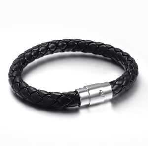 New 8 5 inches Width 8MM Magnet PU Leather Bracelet Bangle for Men and Women Stainless Steel Bracelet Jewelry N001253w