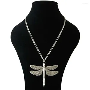 Pendant Necklaces 1 X Tibetan Silver Large Big Abstract Dragonfly Pendants Adjustable Length Long Link Chain Jewelry Choker