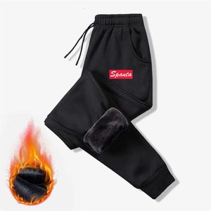 Mens Pants 2024 Kış Erkekler Polar Çalışma Spor Joggers Gym Swearpants Drawstring Pantolonlar Kalın Sıcak Velvet Ankletied 231218