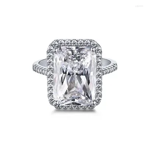 Cluster Rings Light Luxury Classic 925 Sterling Silver Square Moissanite Ring As A Jewelry Gift For Women's Engagement Party