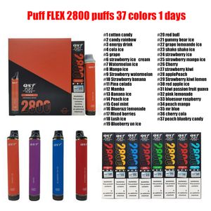 Cigarettelektronik Lokal lager Original QST Puff Flex 2800 Original 850mAh Batteri 8 ml 0% 2% 5% VAPES Disponible Puff Auktoriserade 37Good smaker i lager