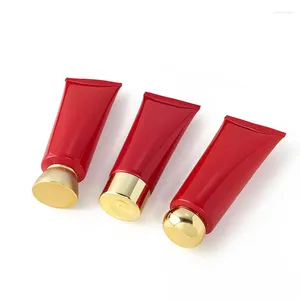 Storage Bottles 100g Red Plastic Tube Bottle Empty Soft Cream 100ml Squeeze Cosmetic Lotion Container Hand