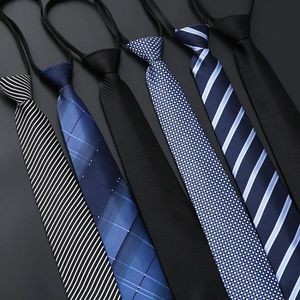 Neck Ties Mens Business Dress Zipper Tie Elegant Gentleman Shirt Groom Wedding Blue Stripe Black Lazy Clothing Accessories 231216