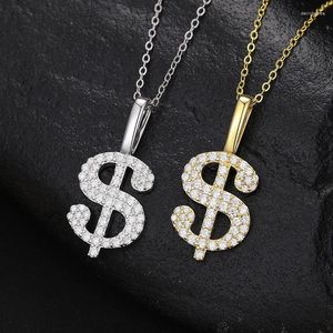 Цепочки в стиле хип-хоп, стерлинговое серебро 925 пробы, доллар, полный кулон из муассанита, ожерелье для женщин и мужчин, позолоченные 18-каратным золотом Mosan, бриллиантовые ожерелья для денег