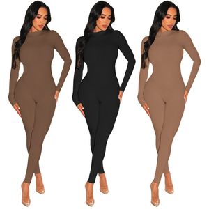 Tute a costine a maniche lunghe firmate Taglie forti 2XL Pagliaccetti da donna Autunno Inverno Tute aderenti sexy Tute casual Leggings elasticizzati Abbigliamento all'ingrosso 10439