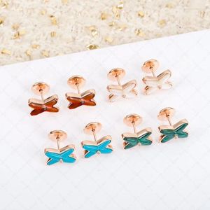 Stud Earrings European Pure 925 Silver Cross X Pendants Women Plating Rose Gold Fashion Luxury Fritillary Malachite Jewelry Gift